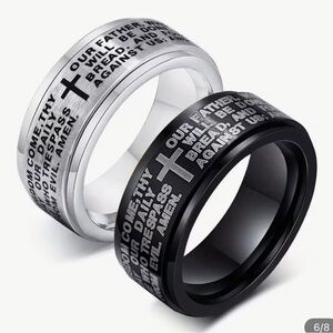 NWT 🤩 Silver and Black Prayer Rings Stainless Steel size 12 set of TWO rings!